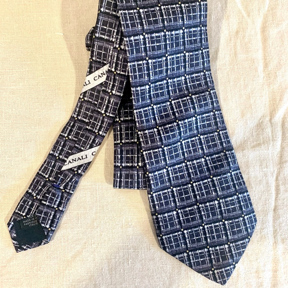 VINTAGE CANALI SILK TIE NECKTIE GRAPHIC GEOMETRIC